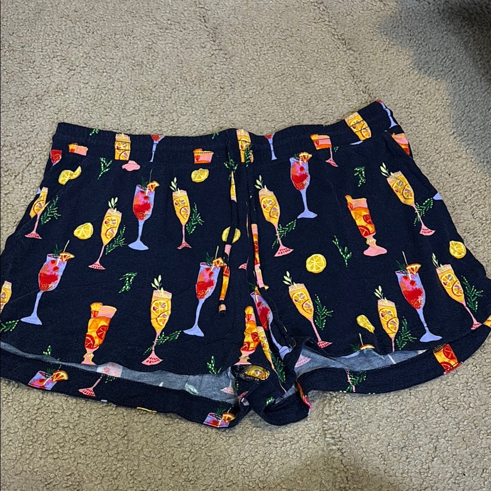 Soma Yellow and Blue Pajama Cocktail Print PJ Shorts